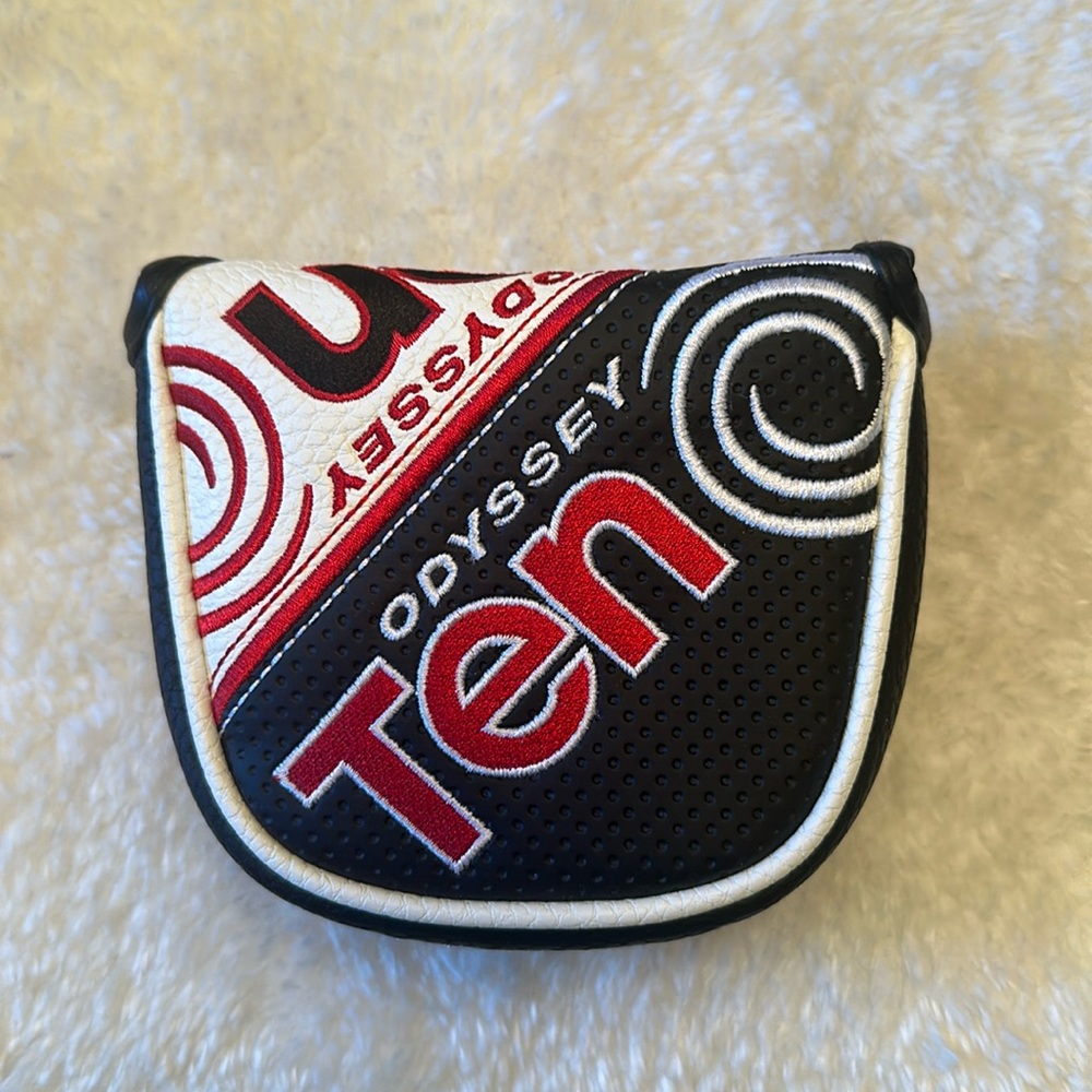 Odyssey Ten/10 XXL Mallet Putter Head Cover White/Red/Black. Magnetic Closure